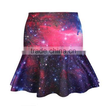 OEM 2015 Women Skirt 3D Purple Galaxy Printing Puff Skirt N15-6