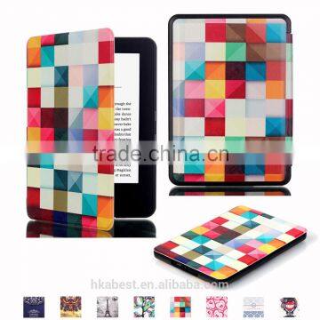 IFC096 Magnet leather flip case cover with pattern for Amazon Kindle tablet