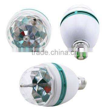 E27 3 Watt Triangle Bulbs RGB Color Changing Crystal Ball Effect DJ Disco Lamps LED Auto Rotating Stage Light photo-3