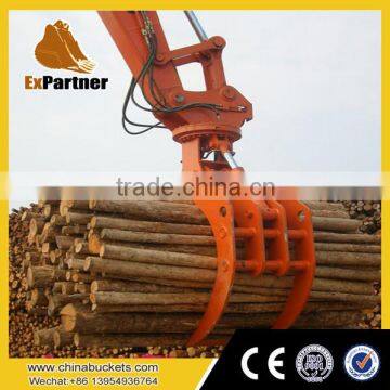 Hydraulic excavator wood/ stone grapple