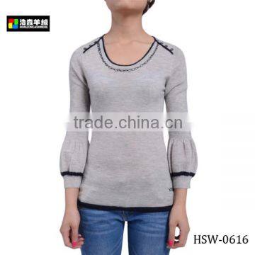 Fashion Woman Knitted Cashmere Sweater, White Unique Cashmere Sweater