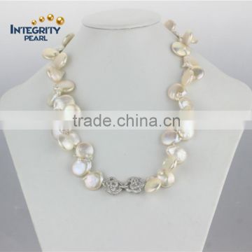 14-16mm frshwater natural coin shape pearl necklace