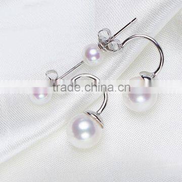 Charm Double Sided Pearl Puddles Earrings Silver 925 Material