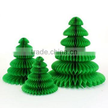 Green Paper Tabletop Christmas Tree 3 Small Green Honeycomb Tissue Paper Christmas Trees