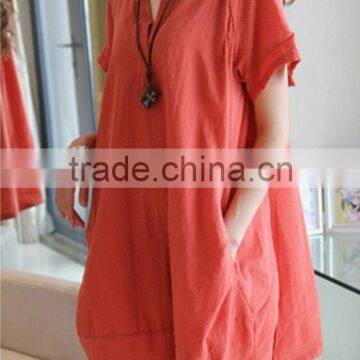 Cotton Linen V-neck Formal Casual Pregnancy Clothing Summer Plus Size photo-4