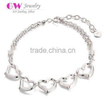 100% Genuine 925 Sterling Silver Heart Bracelet