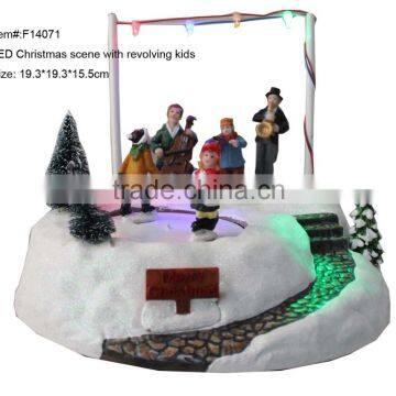 Christmas decoration LED christmas scene with revolving kids