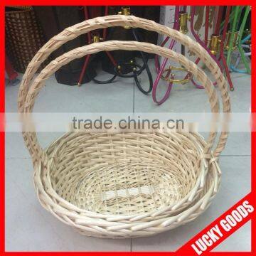 wholesale white wicker basket with handles