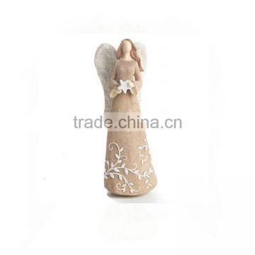 Angel With Burlap Wings Resin Figurine for Tree Trim