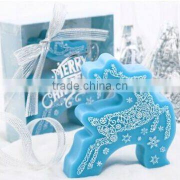 BLUE CHRISMAS DEER CANDLE