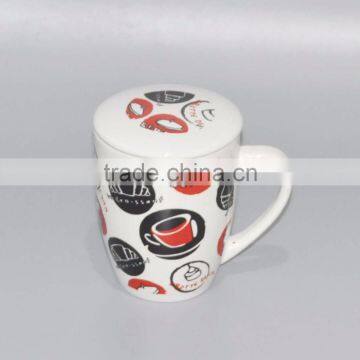 porcelain coffee and tea mug with filter and lid