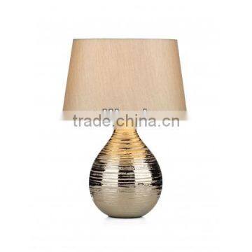 Gold color table lamp with lining style with gold color shade-can be jute shade also