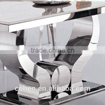 Luxury Audi Symbol Stainless Steel Frame Rectangle Luxury Dining Table and Chairs photo-3