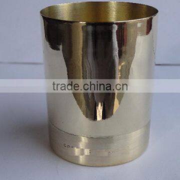 two tone solid brass candle holder with mirror polish