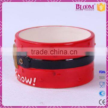 Christmas Design Red Round Ceramic Pet Bowl photo-3