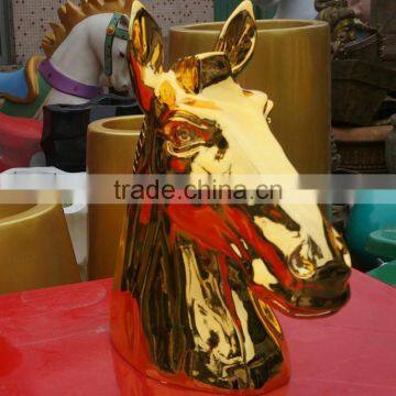 Fiberglass electroplate horse head sculpture statue