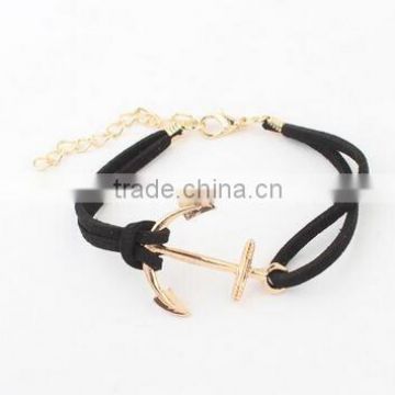 bracelet women 2017 leather bracelet anchor bracelet