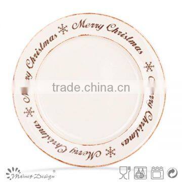round ceramic Christmas plate for cake