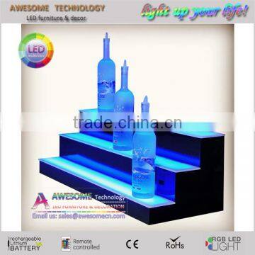 modern led stairs illuminated wedding liquor bottle display shelf