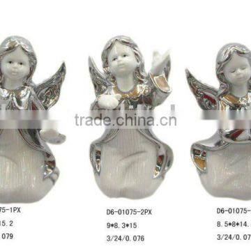 Electroplated ceramic angle figurine