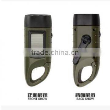 led hand crank Solar & dynamo flashlight with usb