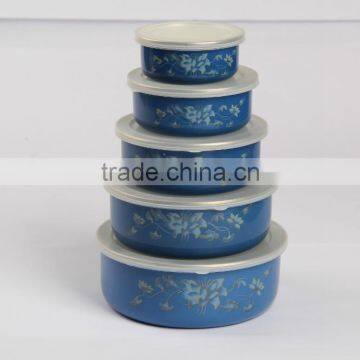 Dark Color Enamel Storage Bowl With PP Lid Food Container photo-6