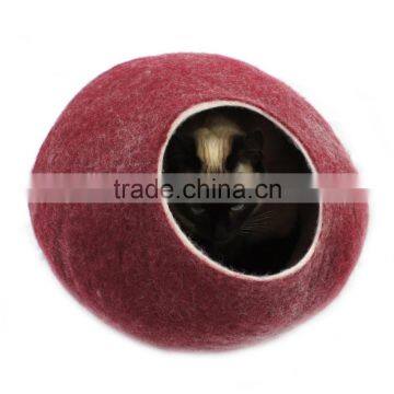 Cat Bed, House, Cave, Nap Cocoon, Wool Felt Handmade Large