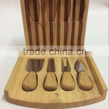 Rubber Wood Cheese Box With Cheese Knives ,wooden Cheese Box,bamboo Cheese Box With Knives Set photo-2