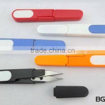 Good quality line scissor, Safty Sewing scissor with cover, plastic thread cutting scissor