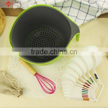 ZY-L1040A 15pcs Plastic Salad Bowls Set With Measuring Spoons photo-2