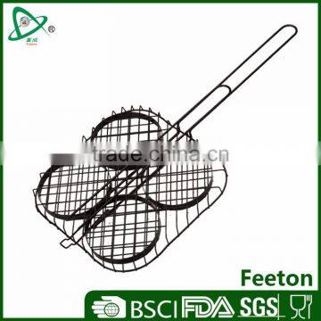Non-stick Charcoal Iron Bbq Wire Grill Hamburger Basket for Campingaz