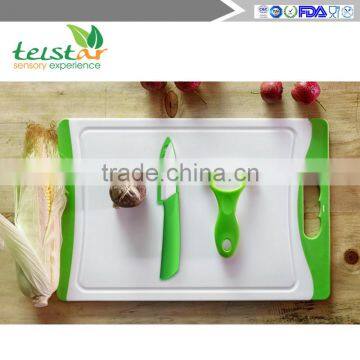 Large Plastic Cutting Board (green) Drop Tank Includes Free Ceramic Peeler and 3 "ceramic Paring Knife photo-2