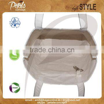 20 Oz Natural Canvas Boat Bag With Overall Print & Black Trimmed Handle & Bottom photo-6