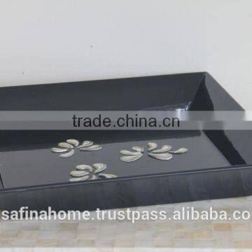 Rectangle black colored lacquer serving tray