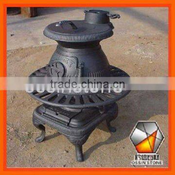 Outdoor cast iron pot belly wood cook stoves