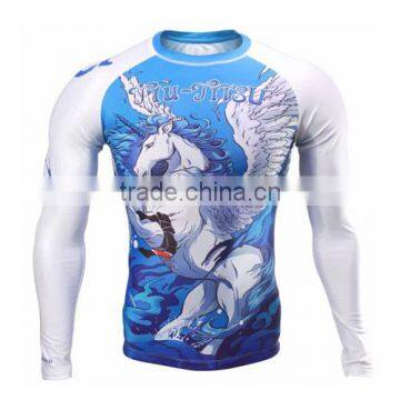2017 Custom made 4-way stretch Lycra MMA Rash Guard