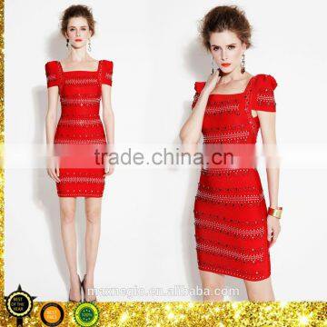 2015 new arrival beaded wholesale cheap bandage dress