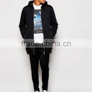 Mens 100% Cotton Pocket Customized Wholesale Plain Black Hoodie photo-6