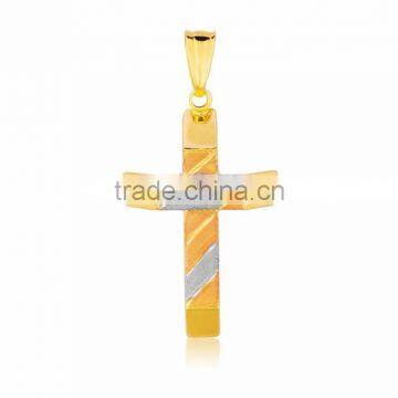 Three Tone Plated Cross Pendant