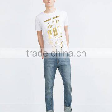 Fashion Design Golden Printed Custom t Shirt Men photo-2