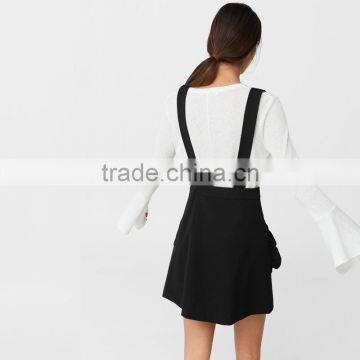 2018 Spring Pinafore Dress With Ruffle Black Suspender Skirt for Women photo-2