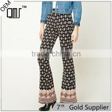 Factory price gypsy print spandex ornate flare dressy stretch pants