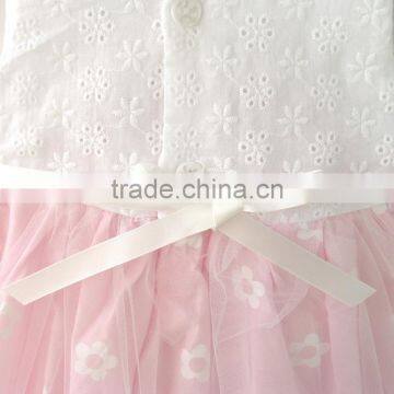 100% Cotton Short Sleeve Summer Lace Flower Baby Dress photo-4