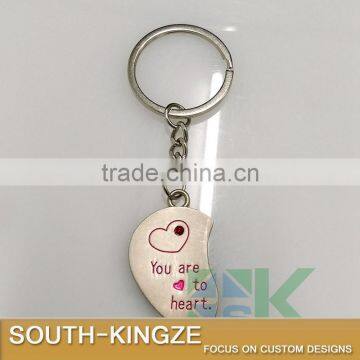 Girl Boy Alluminum Alloy Half Hearts Keychain photo-5