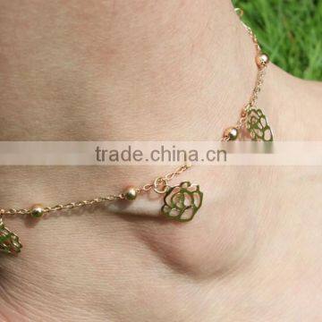 Silver Gold Hollow Flower Beads Beach Barefoot Chain Ankle Bracelet Anklet Jewelry