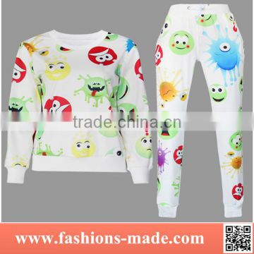 2017 Womens Fashion New Printed Cute Face Sweatshirt Hoodies Sports Suit for Sale