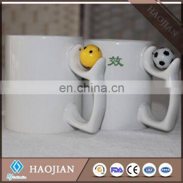 11oz white mugs with football/basketball/smile face decoration