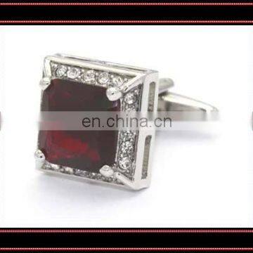 gift articles made of red zircon diamond rounded wedding cufflinks