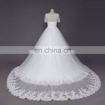 Design Your Own Wedding Dress New Arrivals White Lace Appliques A Line Wedding Gown photo-4