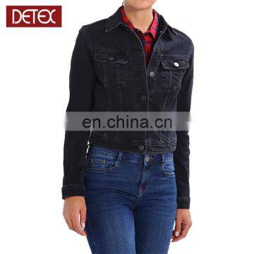 Wholesale Motorcycle Cotton Lady Black Denim Jacket